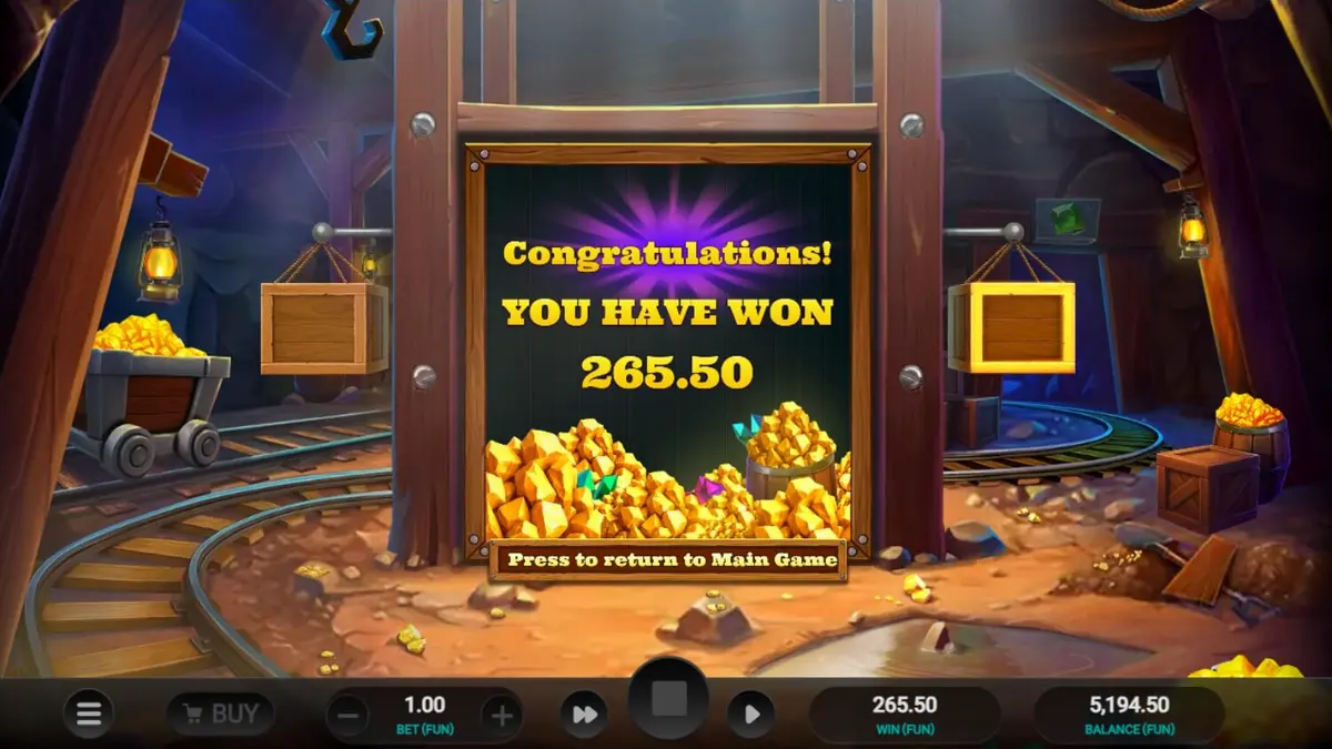Tampilan visual slot Digger’s Dough dengan tema pertambangan kartun